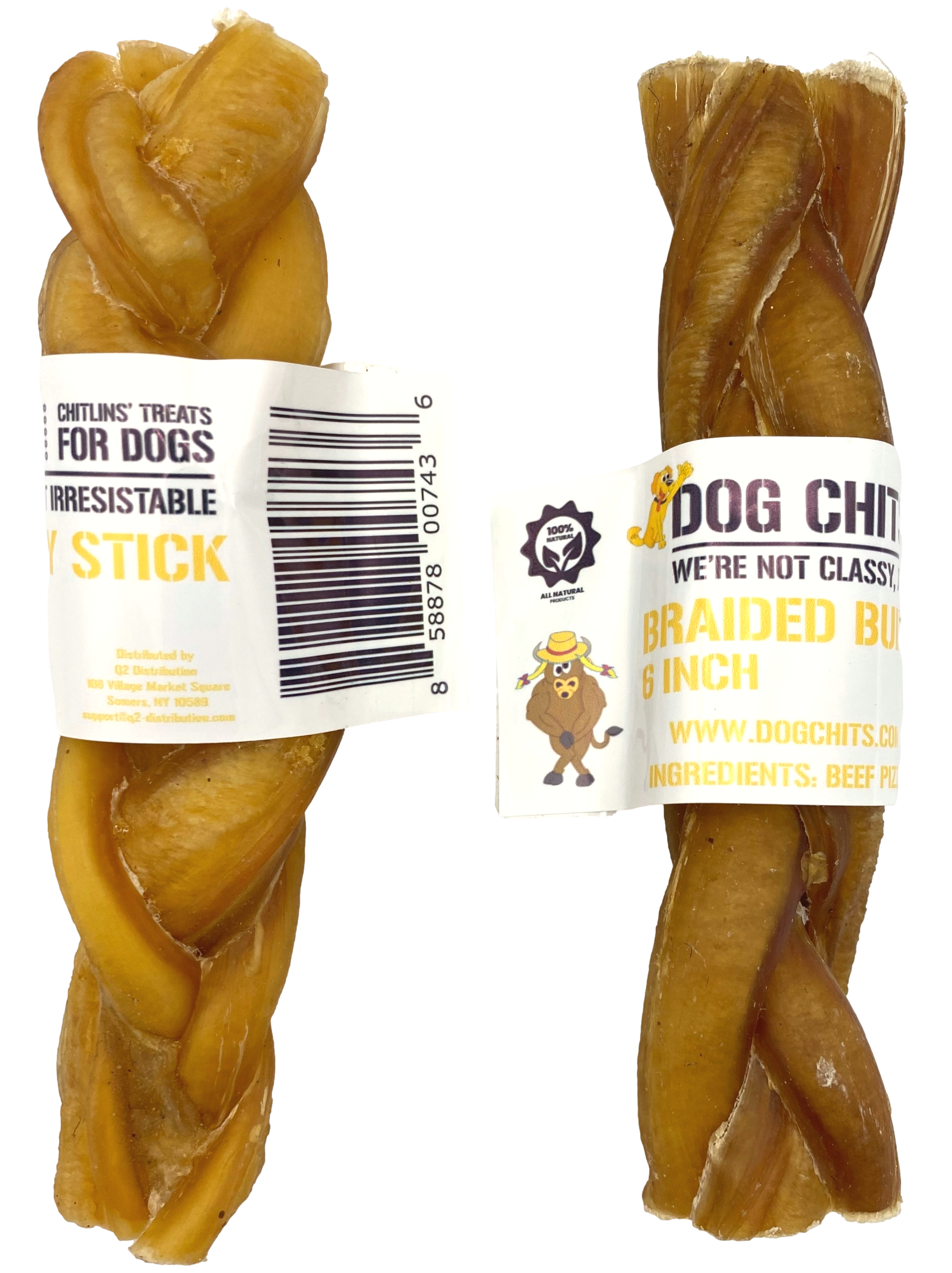 Braided Bully Sticks, 6" 40 Pack, Open Top Bin Box (WHOLESALE ONLY)