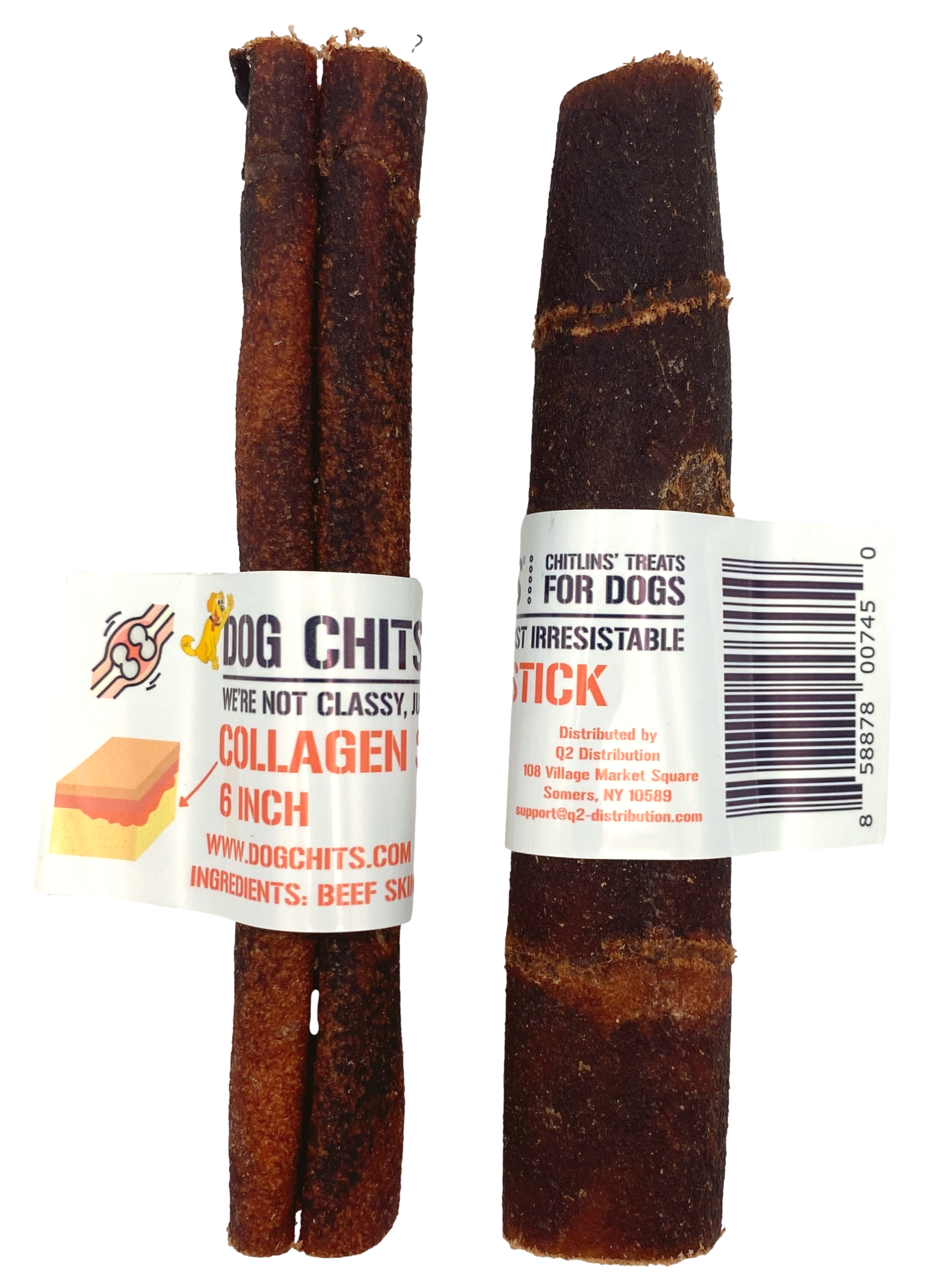 Beef Collagen Sticks, 6" 50 Pack, Open Top Bin Box (WHOLESALE ONLY)